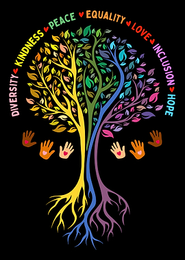 Diversity Tree Poster, Inclusion Kindness Wall Art, Unity Equality Love Print