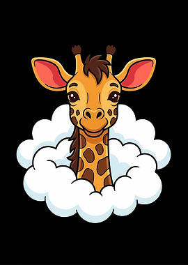 Cute Giraffe in Clouds