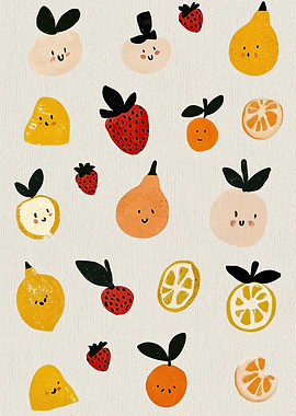 Cute Kawaii Fruit Characters