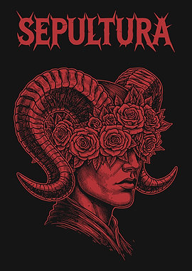 Sepultura Ram Horns and Roses Artwork