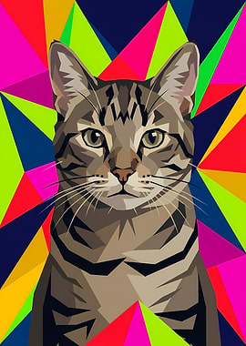 Geometric Cat Portrait