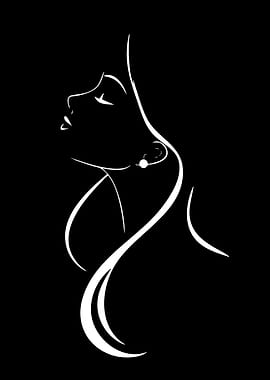 Minimalist Woman Profile with Pearl Earring