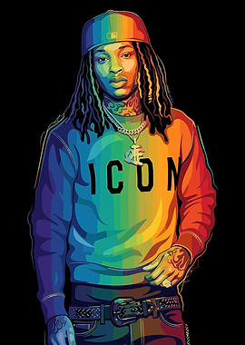 King Von Rainbow Icon Sweatshirt Portrait