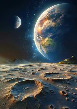 Earth and Moon from Lunar Surface