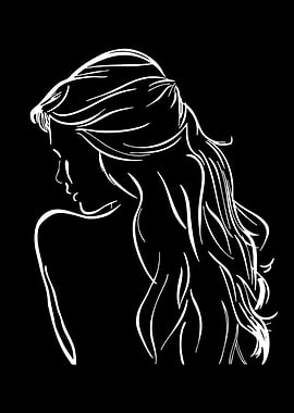 Woman's Silhouette with Flowing Hair