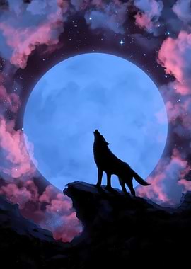 Wolf Howling at the Moon