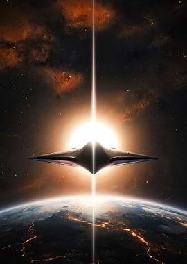 Alien Spaceship Over Earth