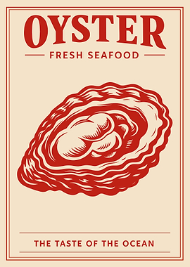 Oyster Vintage Poster, Fresh Seafood Wall Art, Retro Ocean Food Print
