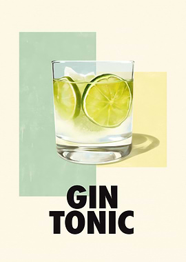 Gin Tonic Cocktail Illustration