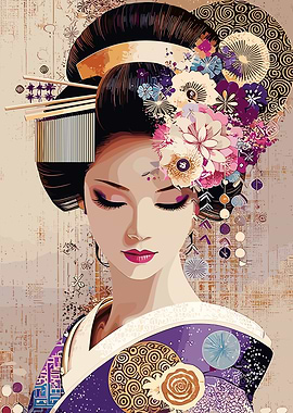 Geisha with Floral Headdress