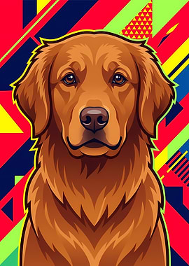 Golden Retriever Portrait with Abstract Background
