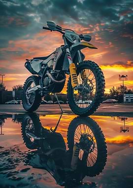 Dirt Bike Reflection at Sunset