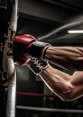 Boxer punching a heavy bag