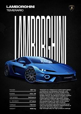 Lamborghini Temerario Car Poster