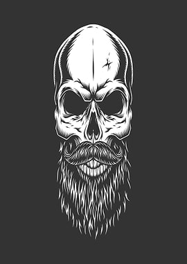 Skull with Beard and Mustache