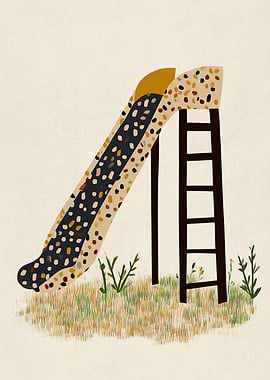 Playground Slide in a Grassy Field