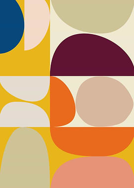 Abstract Geometric Shapes Mid-Century Modern Art