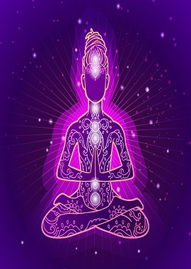 Meditating Figure with Chakras