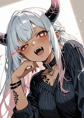 Anime Demon Girl with Horns