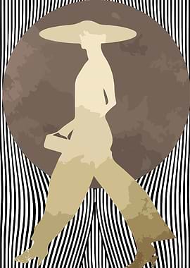 Fashionable Silhouette with Striped Background