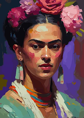 Frida Kahlo Portrait with Flowers