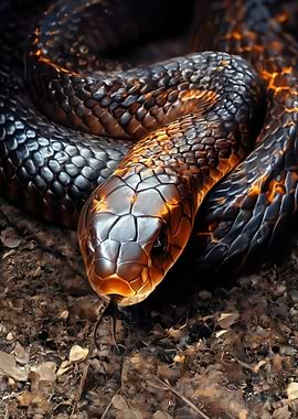 Close-up of a coiled snake