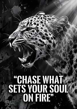 Leopard Roaring with Inspirational Quote