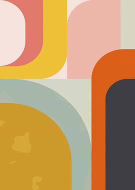 Abstract Geometric Shapes with Warm Colors
