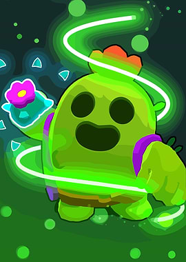 Spike from Brawl Stars with glowing effects