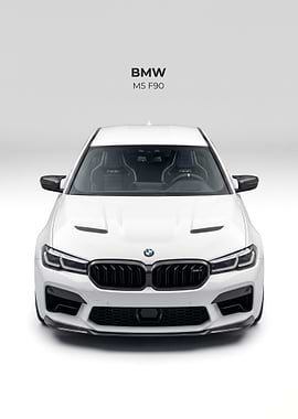 White BMW M5 F90 Front View