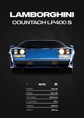 Lamborghini Countach LP400 S Car Poster