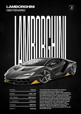 Lamborghini Centenario Poster