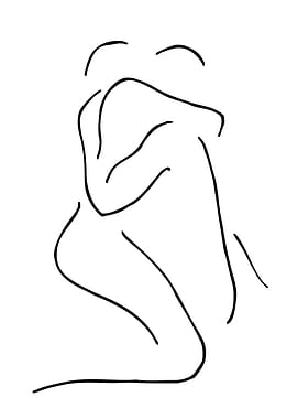 Abstract Hugging Figures Line Art