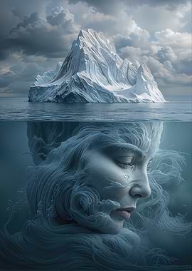 Iceberg and Underwater Face