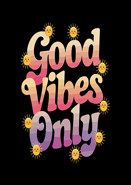 Good Vibes Only Retro Sun Art