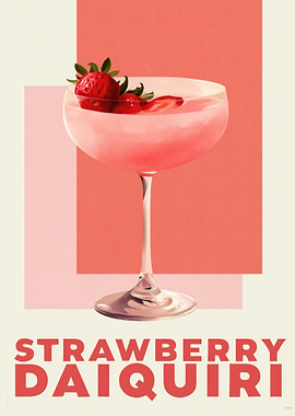 Strawberry Daiquiri Cocktail Poster