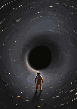 Astronaut facing a black hole