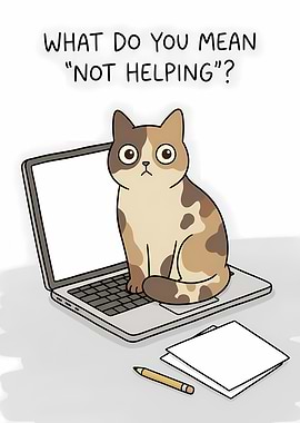 Cat on Laptop 'Not Helping'