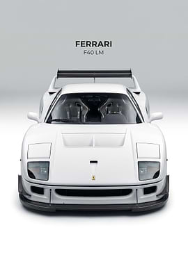 white Ferrari F40 LM poster