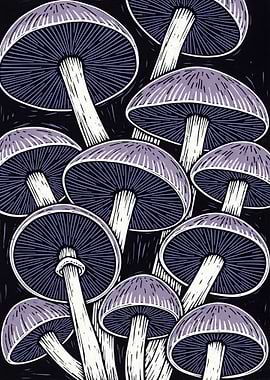 Purple Mushroom Caps and Stems