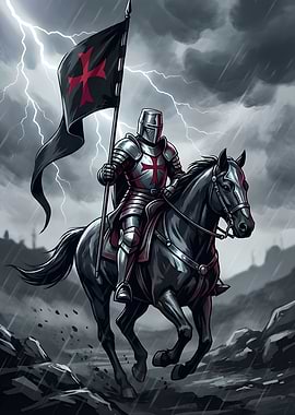 Knight on Horse with Flag