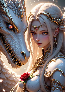 Fantasy Woman and Dragon Portrait