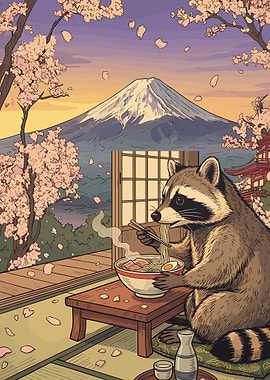 The Ramen Raccoon of Mount Fuji