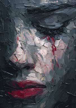 Impressionistic Portrait of a Crying Face