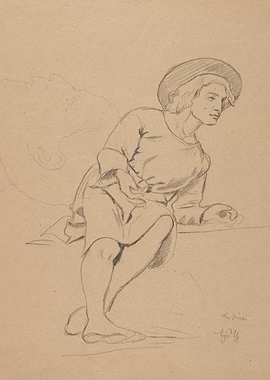 Pencil Sketch of a Young Man in a Hat