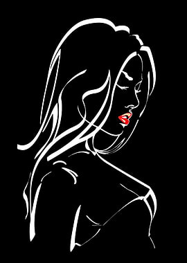 Stylized Woman with Red Lips