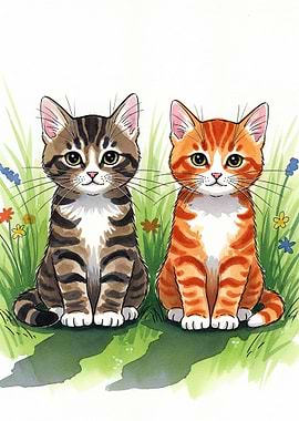Two cute kittens in grass