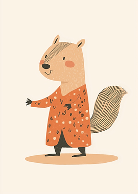 Cute Squirrel in a Patterned Coat