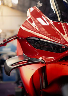 Red Motorcycle Front Ducati Panigale V4