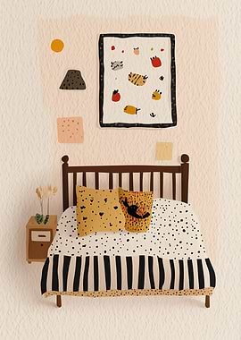 Cozy Bedroom with Whimsical Art